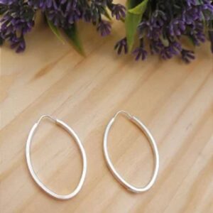 Par de Brincos Argola Oval 30mm Prata 925