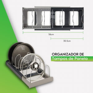 Organizador Tampas Panelas Pratos Loucas Ajustavel Suporte Gaveta Expansivel para Cozinha Escorredor