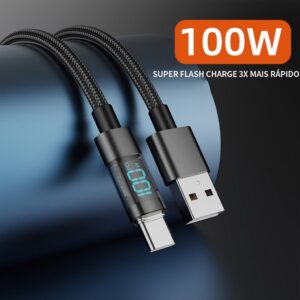 Design exclusivo do cabo de dados de carregamento inteligente de tecnologia preta para celulares Apple e Android