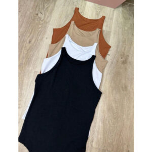 Kit 4 Bodys Bory Boddie Feminino Regata Básica Casual Suplex com Forro Duplo