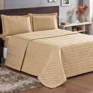 Colcha Cobre Leito Luxo Matelado Cama Solteiro + 1Porta Travesseiro Matelado –