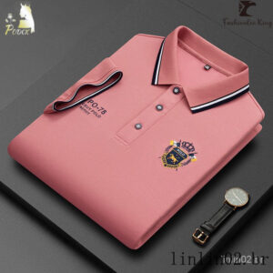 CAMISA POLO MASCULINA ESTILO COREANO VERÃO ALGODÃO BORDADO LUXO LAPELA GOLA MANGA CURTA