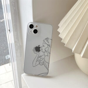 Linha Branca de Neve Adequado para iPhone16promax Mulheres Apple 15 Capa de Telefone Transparente 13/12 Macia 14p