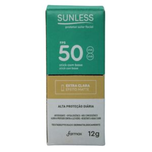 Protetor Solar Stick Com Base Extra Clara FPS 50 Sunless Farmax 12g