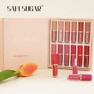 SAM SUGAR 1 2 cores livro conjunto de brilho labial fosco perolado antiaderente copo batom esmalte labial