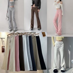 Calça Larga Americana Hot Girl – Cintura Alta Slim Fit Esportiva Casual Joggers (Primavera/Verão)