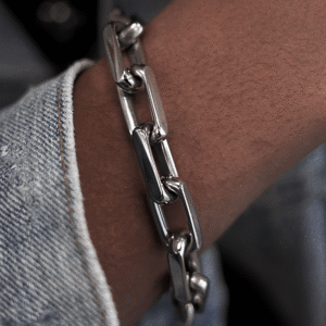 Pulseira De Aço Inoxidável De 1 Peça Para Homens E Mulheres , Corrente Cubana Com Fivela De Hip Hop Trendy OT