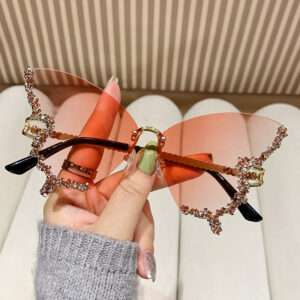 Óculos de sol Borboleta Diamante Decoração Moda Moda Óculos de sol femininos Óculos sem moldura