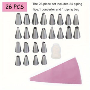 Conjunto de 26/50 Bocais Decorativos de Silicone para Decoração de Bolo de Leite