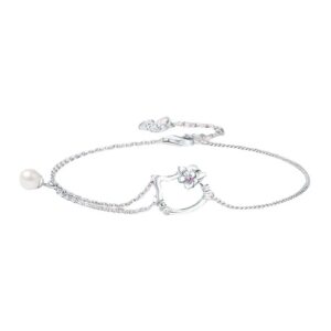 1 peça novo estilo elegante Premium pérola Hello Kitty pulseira adequada para mulheres uso diário ou pulseira de férias