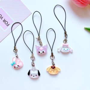Pacha Dog Mobile Phone Lanyard Cinnamorroll Kuromi Cartoon Pingente Pequeno Personalidade Gira Criativo