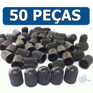 Kit 50 Tampinhas de Plástico Pretas Para Bico Pneu Carro ou Moto