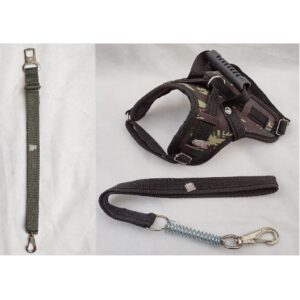 Peitoral coleira guia mola e mosquetão com cinto de segurança para cachorros kit
