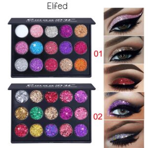 Paleta De Sombras Para Olhos Com Glitter/Pallete/Pigmentação/Profissional/Duradouro/15 Cores