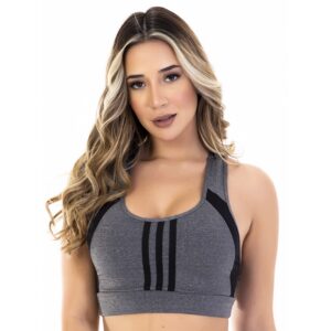 Top Fitness Academia Dry Fit Feminino Nadador Cinza