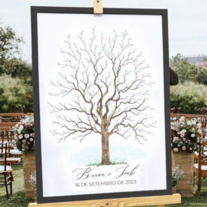 Quadro Placa Recepção De Casamento Árvore Digitais Envio Imediato