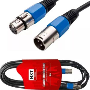 Cabo Microfone Xlr Canon Macho E Fêmea Balanceado 5 metros MXT