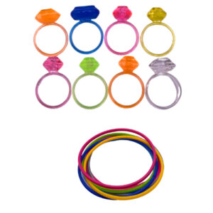 Kit Mini 30 Brinquedos Anel Cristal Pulseira Lembrancinha Aniversario Festa Surpresa Dia Das Crianças Natal Anéis