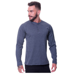 blusa masculina henley manga longa gola portuguesa