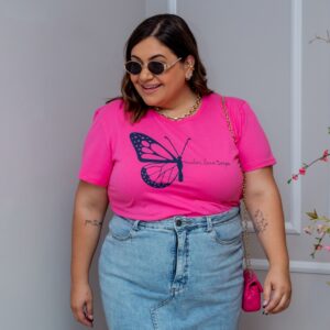 Blusa Feminina T-Shirt Plus Size Manga Curta 100% Algodão Malha Premium