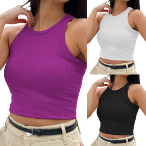 KIT 3 cropped Simples Básico Regata & Camisa de Malha Canelada Premium
