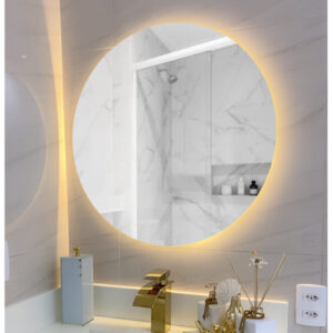 Espelho Redondo 50CmX 50Cm Lapidado com LED À PILHA ou COM FONTE 12V Ambiente Moderno Decoração Espelho para Banheiros