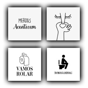 Kit com até 4 placas decorativas quadros para banheiro 20×20 3mm minimalista