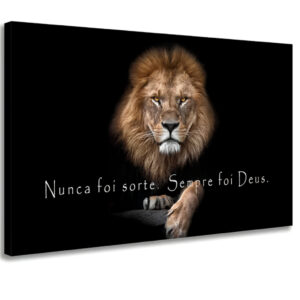 Quadro Decorativo Leão De Judá Nunca Foi Sorte Sempre Foi Deus Mosaico Sala Quarto Escritório