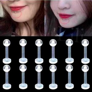 Kit 5 Piercing Labret Tragus Medusa Transparente 8mm Silicone Flexíveis