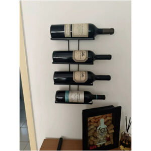 Adega de parede para 4 garrafas de vinho Para decoração organização Preta em metal.