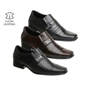 Kit 3 Pares Sapato Social Masculino 100% Couro Legítimo Envio 24 horas Sapatos Moderno Confortável anti-impacto Leve Res