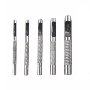 Kit Jogo Furador Perfurador de Couro Borracha 5 Peças Agulhão de Artesanato Vazador