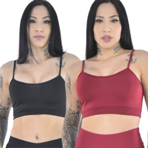 Kit 2 Tops Cropped Fitness Feminino Top Alcinha Suplex Roupas Para Academia Alça Fina