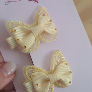 Parzinho Borboleta com lacinho colorido infantil, laço de menina.