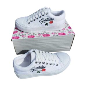 Tênis Feminino juvenil escolar Tecido Estampado Envio Rápido