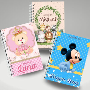 Caderno Agenda de Creche – Berçário Personalizada para Meninas e Meninos com Capa Dura 120 Folhas