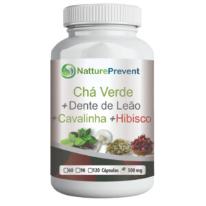 Chá Verde + Dente de Leão + Cavalinha + Hibisco 500mg 60 / 90 / 120 Cápsulas – Suplemento Alimentar Natural