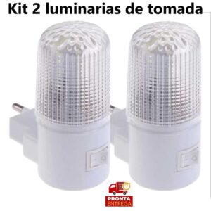 kit 2 luminária de tomada abajur de led bivolt para sala quarto luz noturna