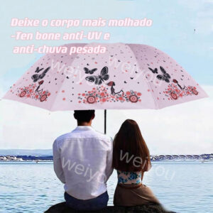 Vento forte UV resistente do protetor solar do vinil do guarda-chuva dobro da borboleta 10 reforços