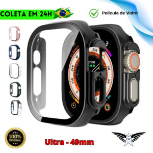 Capinha Smartwatch Case Bumper Protetora Com Pelicula de Vidro Compatível Modelos Ultra de 49mm