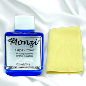 Limpa Prata Monzi 35ml Original + Flanela Mágica Limpa Joia