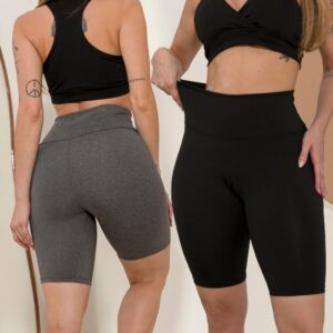 Kit 2 Bermuda Legging Feminina Fitness Cintura Alta Academia Esportiva