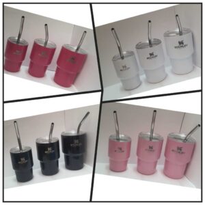 Copos Térmicos Mini com Canudo Kit com 3 copos