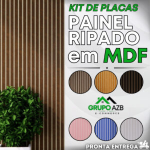 Kit Painel Ripado em MDF 20 Placas 45x11cm Autocolante Premium Decoração de Quarto Sala Escritório