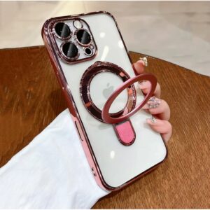 Capa Capinha Transparente Com Suporte Dobrável Para Iphone 11 13 14 15 16 Pro Max