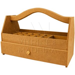 Cesta Com 18 Porta Esmaltes Com Gaveta Grande Em MDF Cru Liso