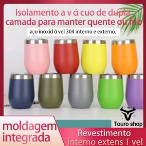Caneca Copo Térmico 360 ML Aço Inox Com Tampa Acrilica Bebidas