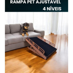 Escada Rampa Para Cachorros e Gatos Antiderrapante Madeira Resistente Com Regulagem de Altura