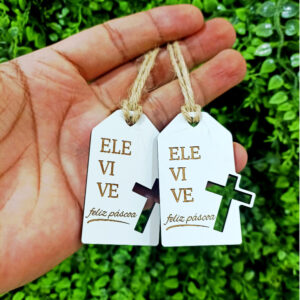 Tag Páscoa ELE VIVE em MDF branco de 3mm 10~50uni