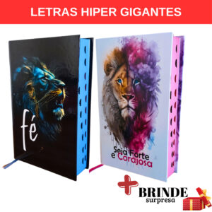 Kit 2 Bíblias Sagradas Letra Gigante Cristão Jovem Luxo Capa Dura Palavra de Jesus em Vermelho Almeida Revista Corrigida